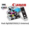 Pack 5 Tinteiros Alimentares Canon PGI520BK + CLI521BK/C/M/Y
